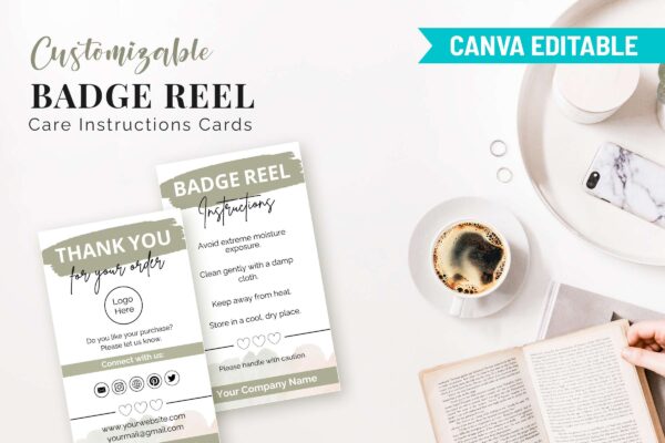 Customizable Badge Reel Care Instructions Cards Feature Images 9 Badge reel editable care instructions - image 10