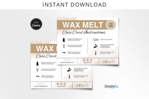 Customizable Wax Melt Care Card Instructions Feature Images 1 Customizable wax melt care card instruction - image 2