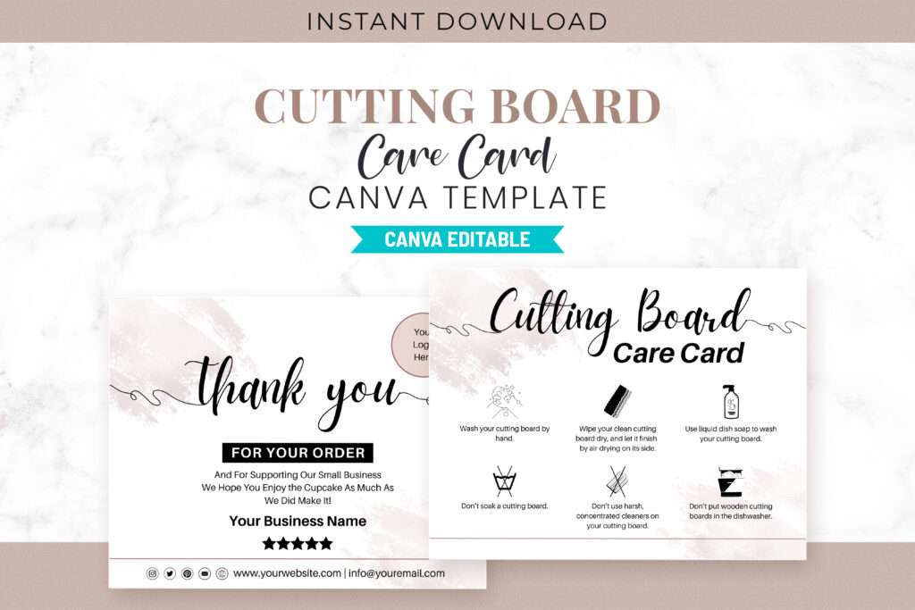 Cutting Board Care Card Canva Template-Feature Images