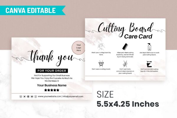 Cutting Board Care Card Canva Template Feature Images 2 Cutting board care card canva template - image 3