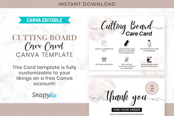 Cutting Board Care Card Canva Template Feature Images 4 Cutting board care card canva template - image 5