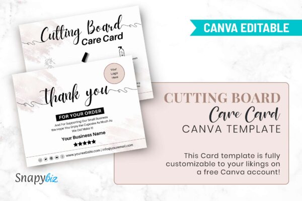 Cutting Board Care Card Canva Template Feature Images 5 Cutting board care card canva template - image 6
