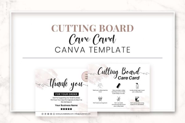 Cutting Board Care Card Canva Template Feature Images 6 Cutting board care card canva template - image 7