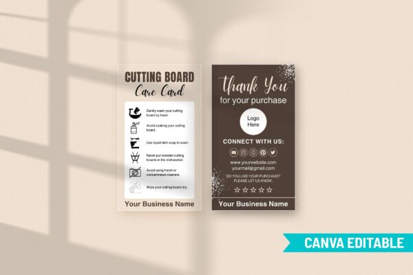 Cutting Board Care Card Template Feature Images 4 Editable cutting board care card template - image 5