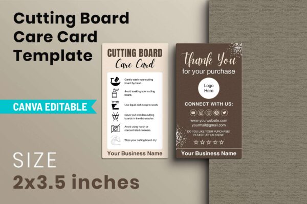 Cutting Board Care Card Template Feature Images 6 Editable cutting board care card template - image 7