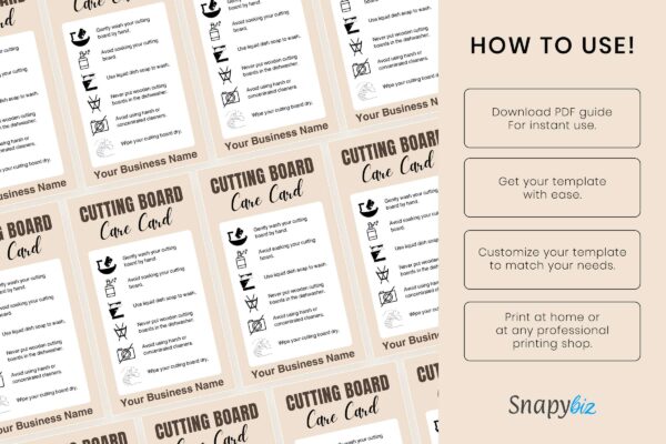 Cutting Board Care Card Template Feature Images 8 Editable cutting board care card template - image 9