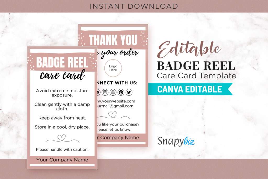 Editable Badge Reel Care Card Template Editable Badge Reel Care Card Template