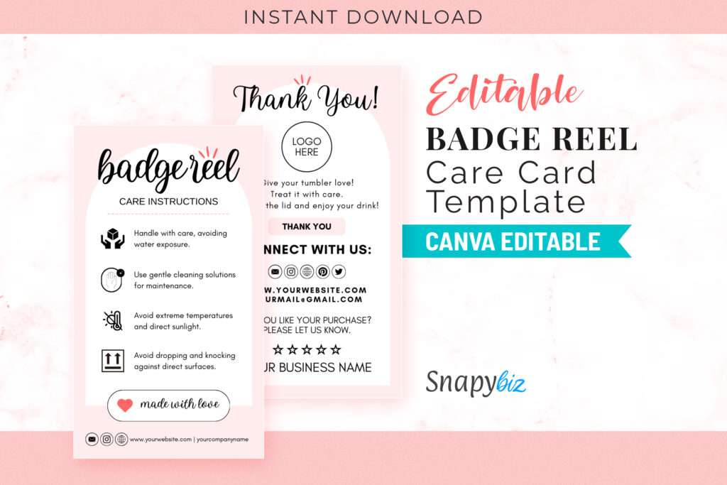 Editable Badge Reel Care Instructions Editable Badge Reel Care Instructions