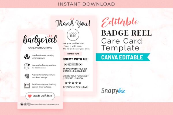 Editable Badge Reel Care Card Template Cc 85 Feature Images 1 Editable badge reel care instructions - image 3