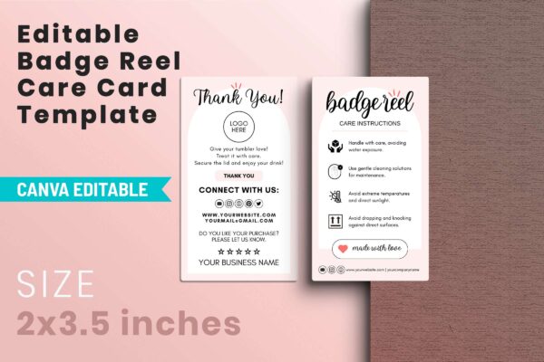 Editable Badge Reel Care Card Template Cc 85 Feature Images 6 1 1 Editable badge reel care instructions - image 8