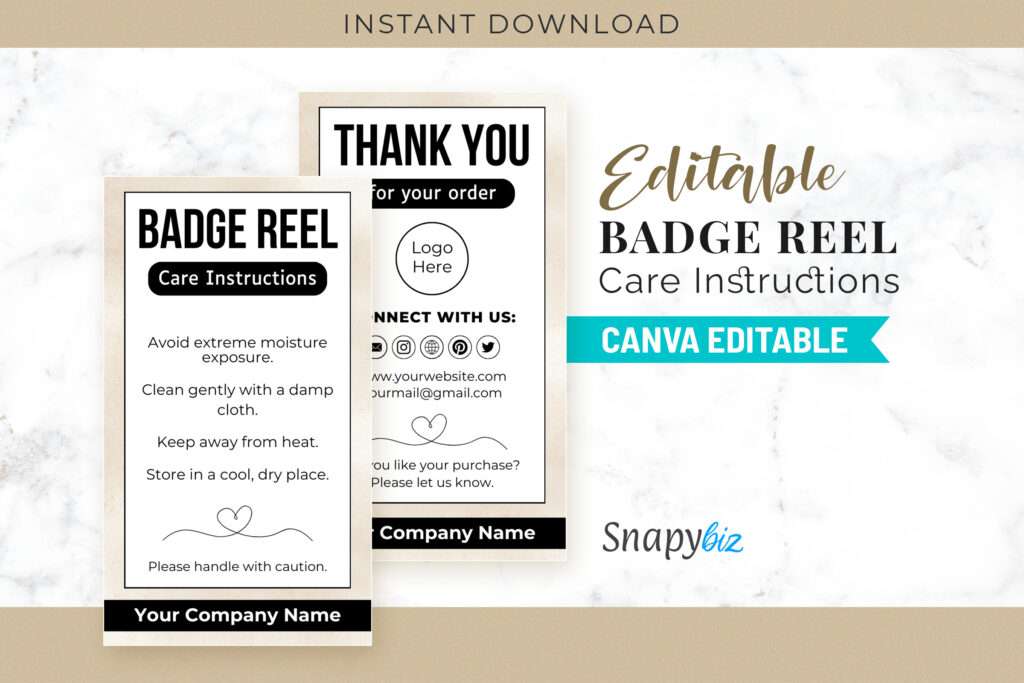 Badge Reel Instructions Care Card Template Badge Reel Instructions Care Card Template