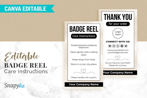 Editable Badge Reel Care Instructions Feature Images 2 Badge reel instructions care card template - image 3