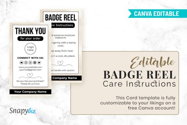 Editable Badge Reel Care Instructions Feature Images 5 Badge reel instructions care card template - image 6