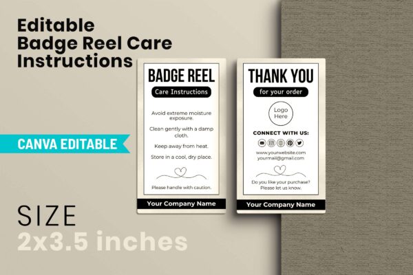 Editable Badge Reel Care Instructions Feature Images 6 Badge reel instructions care card template - image 7