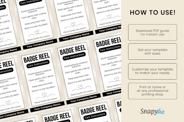 Editable Badge Reel Care Instructions Feature Images 8 Badge reel instructions care card template - image 9