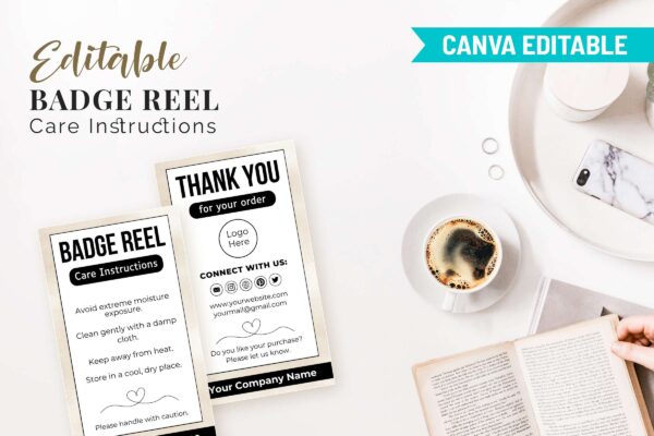 Editable Badge Reel Care Instructions Feature Images 9 Badge reel instructions care card template - image 10