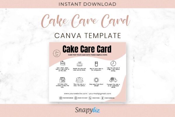 Editable cake care card canva template - image 2