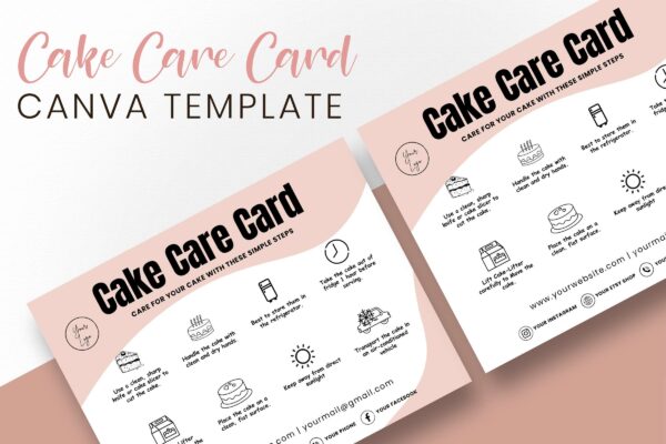 Editable cake care card canva template - image 4
