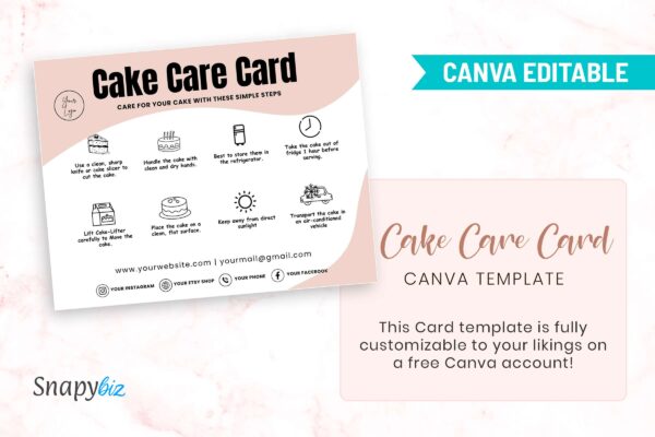 Editable cake care card canva template - image 6