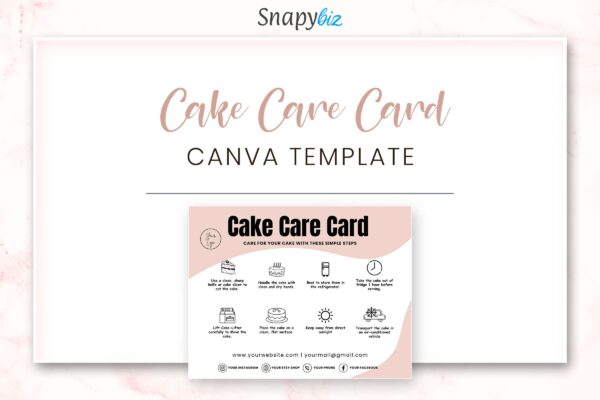 Editable cake care card canva template - image 7