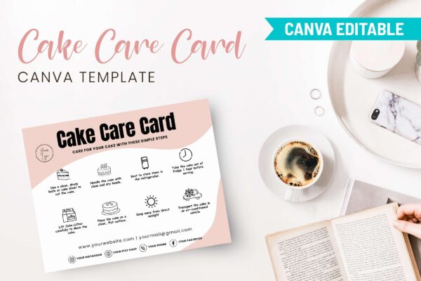 Editable cake care card canva template - image 9