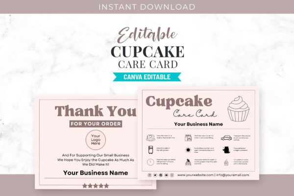 Editable cupcake care card template - image 2