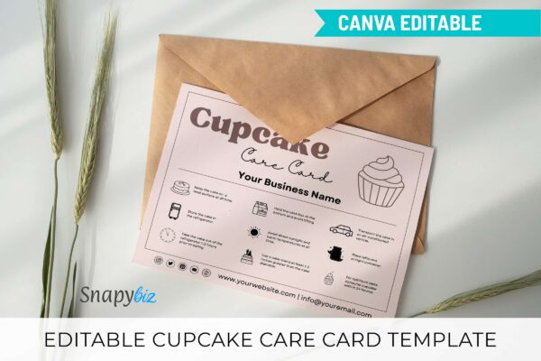Editable cupcake care card template - image 11