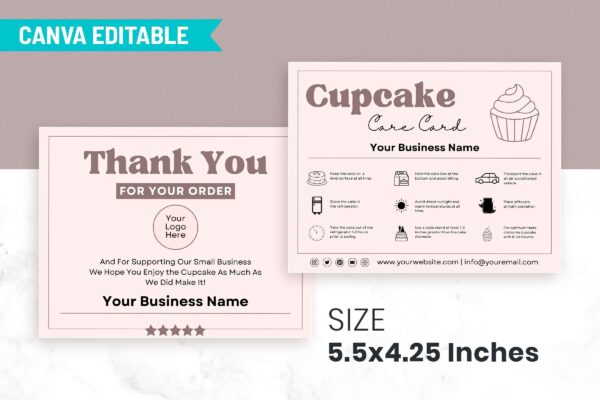 Editable cupcake care card template - image 3