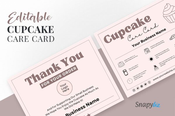 Editable cupcake care card template - image 4