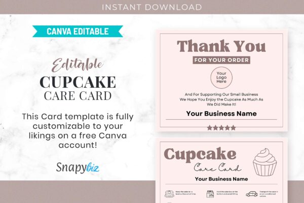 Editable cupcake care card template - image 5