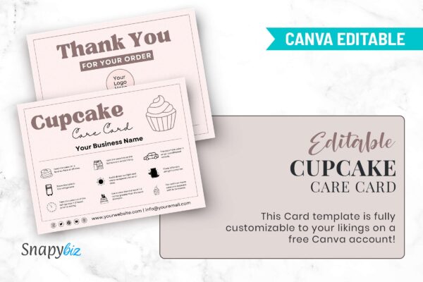 Editable cupcake care card template - image 6