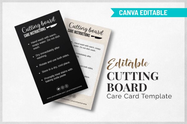 Editable Cutting Board Care Card Template Feature Images 10 Editable cutting board care card template - image 11