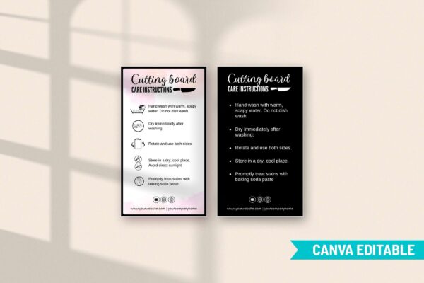 Editable Cutting Board Care Card Template Feature Images 4 Editable cutting board care card template - image 5