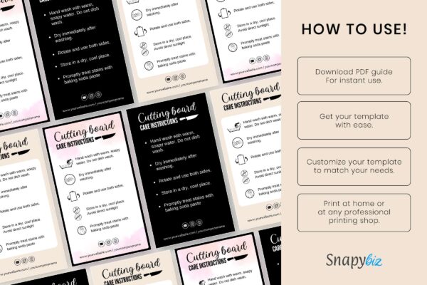 Editable Cutting Board Care Card Template Feature Images 8 Editable cutting board care card template - image 9