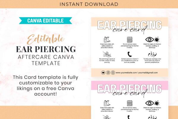 Editable Ear Piercing Aftercare Canva Template Cc 90 Feature Images 4 Editable ear piercing care instructions - image 5