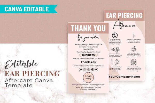 Editable Ear Piercing Aftercare Canva Template Feature Images 2 Editable ear piercing aftercare template - image 3