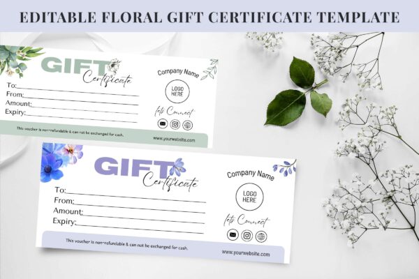 Editable Floral Gift Certificate Feature Images 3 Editable floral gift certificate template - image 4