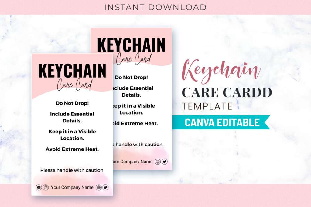 Editable Keychain Care Card Template Editable Keychain Care Card Template