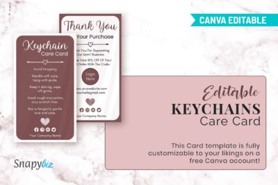 Keychains Care Card Printable | SnapyBiz