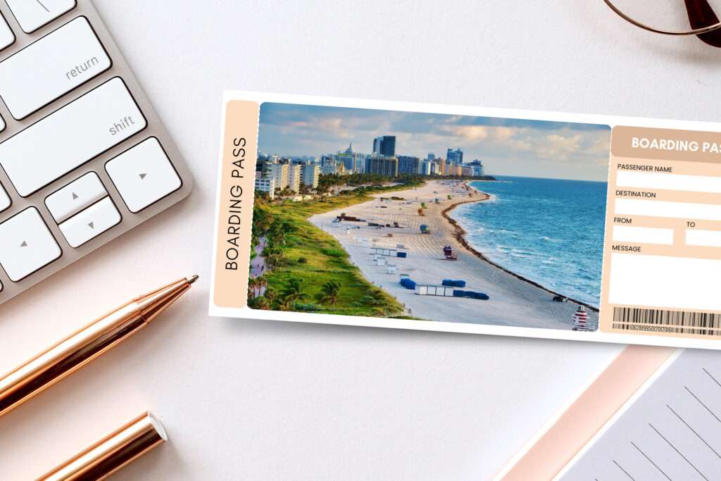 Miami Boarding Pass Editable Template Miami Boarding Pass Editable Template