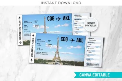 Editable Paris Boarding Pass Template