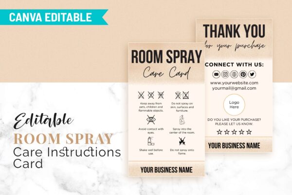 Editable Room Spray Care Instructions Card Feature Images 2 Editable room spray care instructions card - image 3