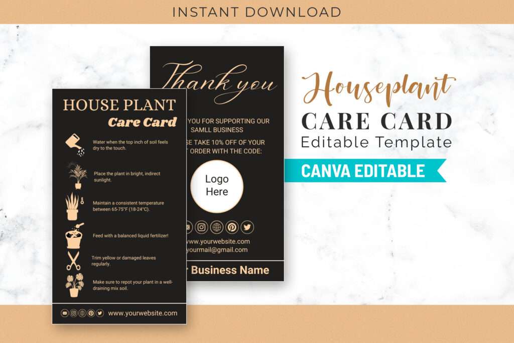 Houseplant Care Card Editable Template Houseplant Care Card Editable Template