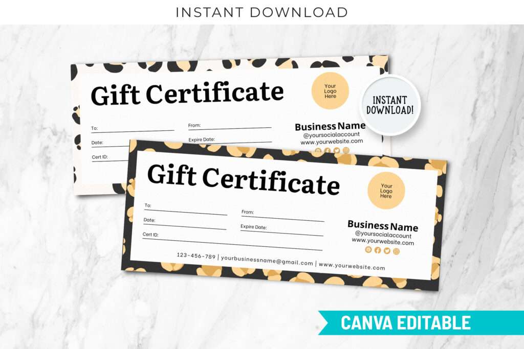 Leopard Editable Gift Certificate Template Leopard Editable Gift Certificate Template