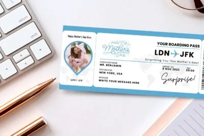 MOTHERS DAY Boarding Ticket Template