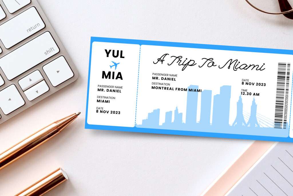 Miami Boarding Pass Customizable Template Miami Boarding Pass Customizable Template