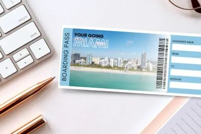 Miami Boarding Pass Editable Template
