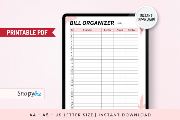 Monthly bill organizer spreadsheet - image 11