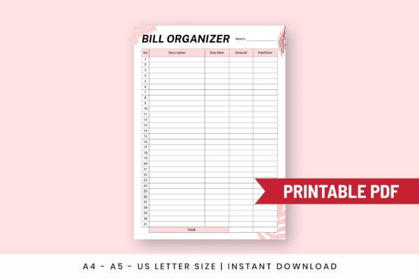 Monthly bill organizer spreadsheet - image 3