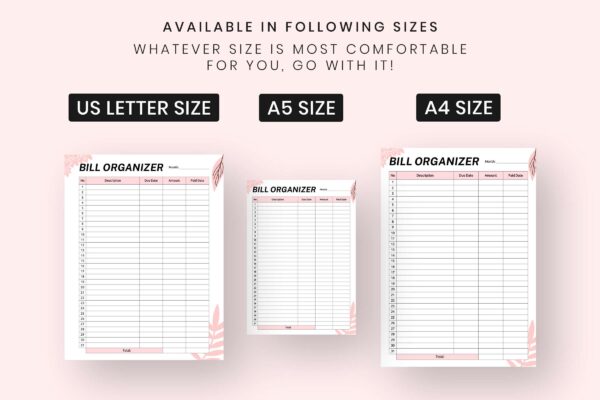 Monthly bill organizer spreadsheet - image 4